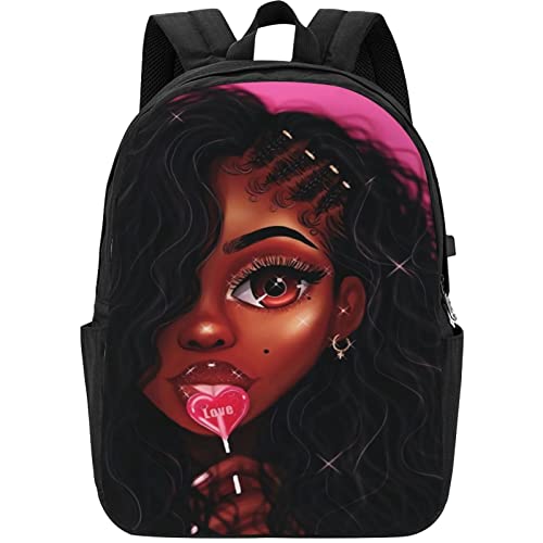 Tinysky African Black Women Laptop Backpack Cute Bookbag for Work Travel Hiking Camping 17 Inch