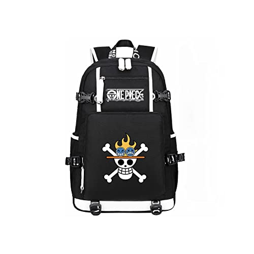 One Piece Anime Color Printed Backpack Equipped with USB Interface Fashion Casual Large-capacity Laptop Backpack (A-3)