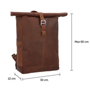 Gusti Backpack Leather-Bendik Rolltop Messenger bag Backpack Leather backpack Vintage city backpack Outdoor backpack Laptop bag Uni backpack Travelling bag Brown leather