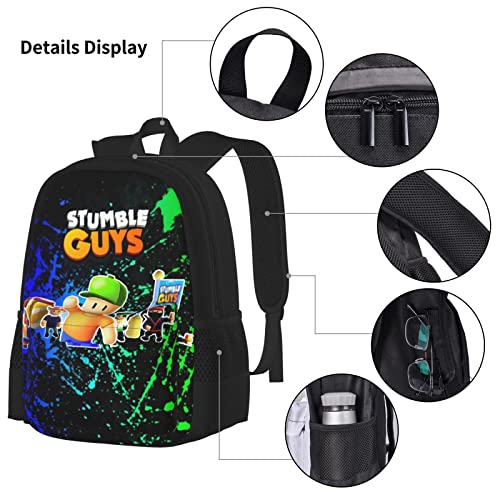 Stumble Guys Backpack Bookbag School Backpacks With Lunch Bag Box And Pencil Case 3 in ONE For Boys Girl