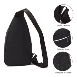 LaliBuBB Waterproof Sling Bag for Men and Women, Crossbody Bag with Headphone Hole, One Shoulder Chest Backpack for Traveling, Hiking, Camping (Black)