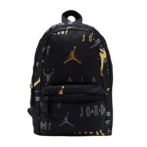 jordan rise and shine women’s mini backpack pack gold logo backpack, black/gold, one size