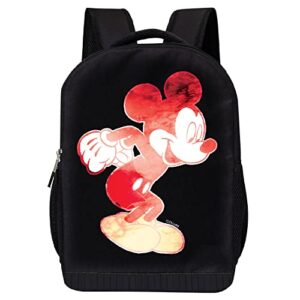 disney mickey mouse black backpack for kids and adults – 17 inch air mesh padded knapsack for school and travel (red)