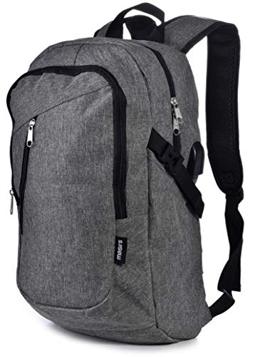 Laptop Travel Backpack - Adjustable Shoulder Straps, Zippered Compartments with Side Pockets for Water Bottle or Umbrella. Headset and USB Charging Port. Perfect for School, Business or Traveling.