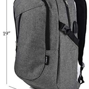 Laptop Travel Backpack - Adjustable Shoulder Straps, Zippered Compartments with Side Pockets for Water Bottle or Umbrella. Headset and USB Charging Port. Perfect for School, Business or Traveling.