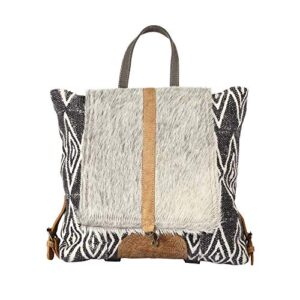 myra bag grizzle cowhide & upcycled canvas backpack s-1205