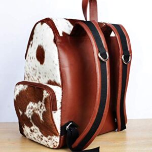 III-Fashions Cowhide Hair Print Fur Leather Fringe Diaper Backpack Rucksack / Knapsack Travel Shoulder Bag