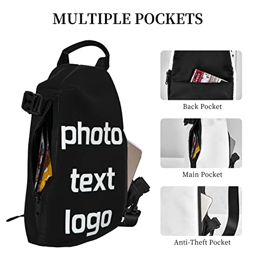 Custom Sling Bags Customizable Crossbody Backpack Your Own Sport Shoulder Crossbody Bag Customized Gifts Customized Gifts Personalized Photo Gifts Custom Gifts For Men, Black-2