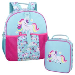 up we go toddler, preschool, and elementary school backpack and lunch bag set for girls, boys (enchanted unicorn)