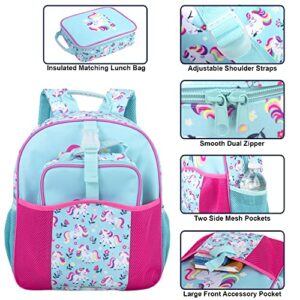 Up We Go Toddler, Preschool, and Elementary School Backpack and Lunch Bag Set for Girls, Boys (Enchanted Unicorn)