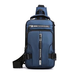 anti-theft waterproof crossbody bag,multifunctional waterproof large capacity fashion leisure men’s backpack (blue)