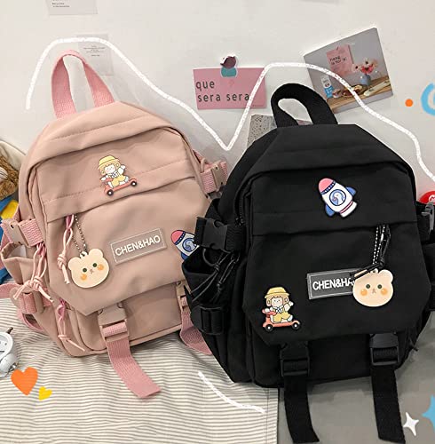 Eagerrich Kawaii Mini Backpack with Cute Pin Accessories Plush Pendant Kawaii School Backpack Cute Mini Aesthetic Backpack for School, Travel