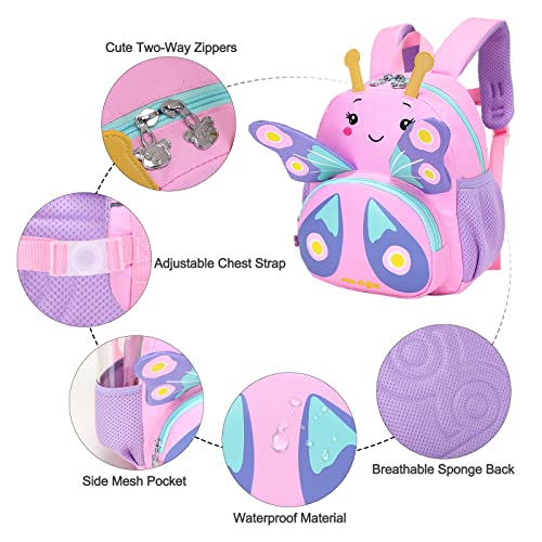 Toddler Backpack for Girls Kids Backpack Cute 3D Cartoon School Bag for Baby Girl Boy 1-5 Years（Butterfly)