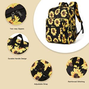 Telena School Backpack for Teen Girls Boys, Lightweight Backpack for College Bookbag with Bottle Side Pockets, Sunflower Backpack