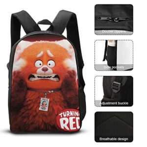 Zqiyhre Turn Red Backpack 3 PCS Set, Printing Anime Travel Laptop Backpack Pencil Case Lunch Bag for Students