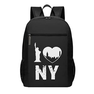 i love ny new york bookbag large capacity simple leisure backpack, for adult youth 17 inch