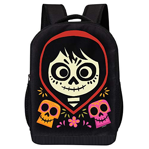 Disney Coco Black Backpack - Miguel and Skulls - CoCo 17 Inch Air Mesh Padded Bag (Miguel and Skulls)