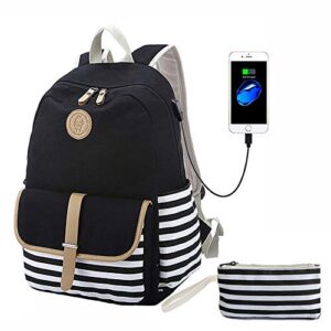 lmeison cute backpack for teen girls, lightweight school bookbag 15.6” laptop backpack with usb charging port