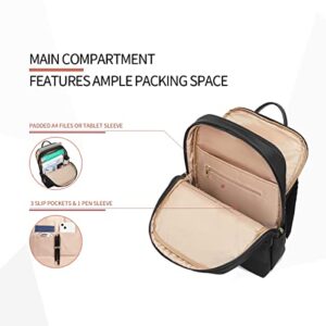 FULL DESIGN Travel Laptop Backpack for Women, 14 inch Water Resistant Computer Backpack, Fashion Daypack Shoulder Bag for Work School (Black)