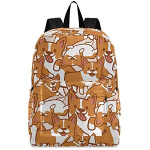 fustylead cute corgi dogs funny personalized kids backpack, durable school bag for boys girls