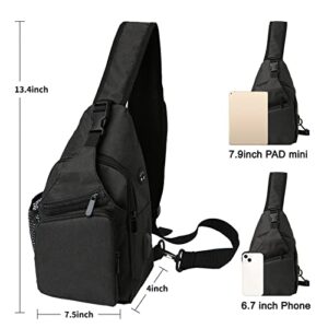 Sling Bag - Shoulder Backpack Crossbody Daypack Chest Bags for Women & Men with USB Charging Port(2 Pack Black)