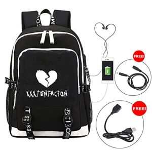 JOOJER Creative XXX Black Sports Revenge Backpack for Mans,Broken Heart Durable Backpack Usb Computer Bag (Black2)