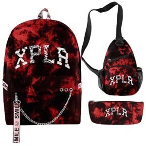xplr shatter red tie dye sam and colby merch backpack teen backpack three piece travel bags (suit 2)