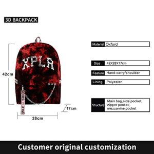 XPLR Shatter Red Tie Dye Sam and Colby Merch Backpack Teen Backpack Three Piece Travel Bags (suit 2)