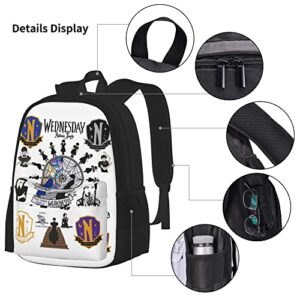 Wednesday Backpacks set 3d Casual Light Weight Backpack Bookbag 3 pice with lunch box lunch bag And pencil case pencil bag For Girls Boys Teens