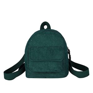 azuraokey women mini backpack corduroy girls bookbags travel rucksack (dark green)