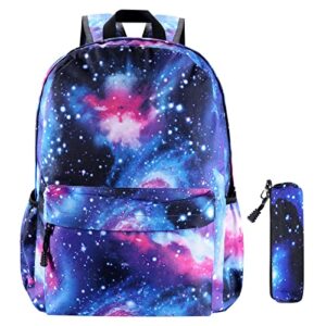samit school backpack school bag galaxy backpack rucksack kid backpack set with pencil case for boys girls elementary