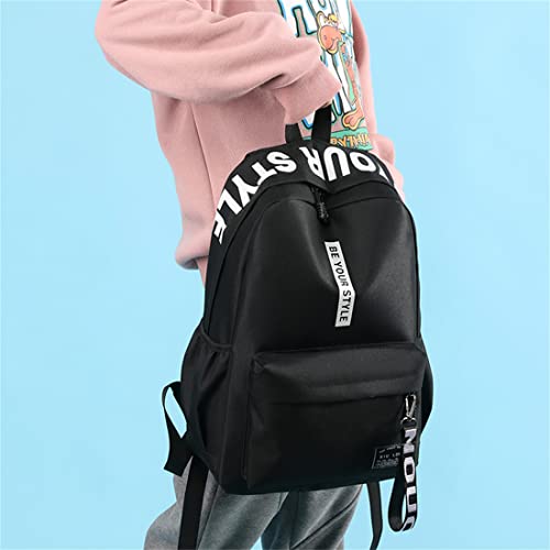 Korean Casual Backpack Daypack Laptop Bag College Bag Book Bag School Bag for Girls Women,Black
