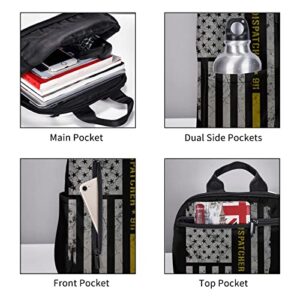 Unisex 911 Dispatcher Thin Gold Line Travel Laptop Backpack College School Computer Bag Bookbag for Girls & Boys Black