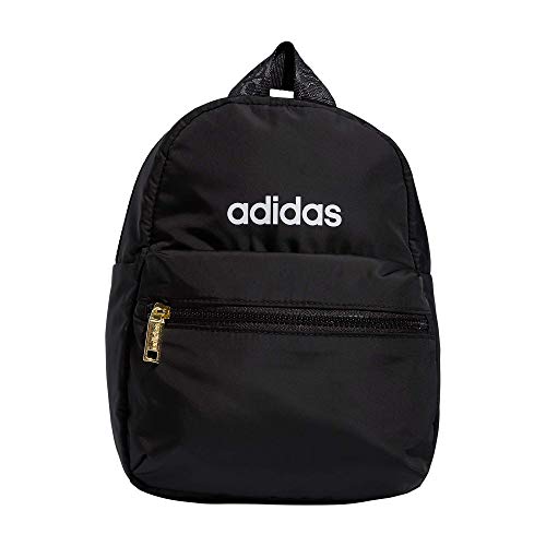 adidas Women's Linear Mini Backpack Small Travel Bag, Black/Gold Metallic, One Size