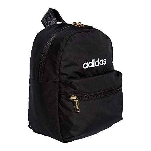 adidas Women's Linear Mini Backpack Small Travel Bag, Black/Gold Metallic, One Size