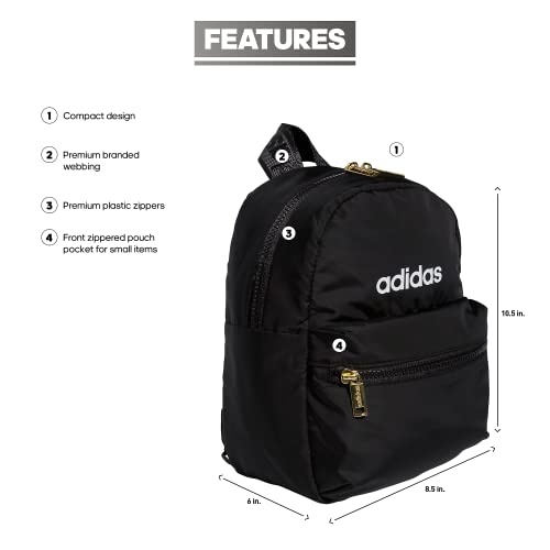 adidas Women's Linear Mini Backpack Small Travel Bag, Black/Gold Metallic, One Size