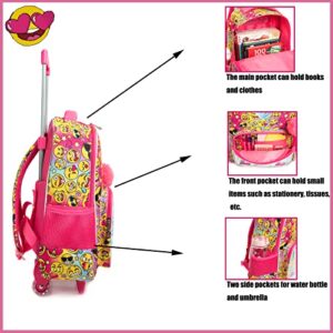 ZBAOGTW Rolling Backpack for Girls,Kids Rolling Backpack with Lunch Bag and Pencil Case,3 in 1 Book Bag Set,School Backpack with Wheels for Girls and Boys,15.7"X11.8"X6.7"
