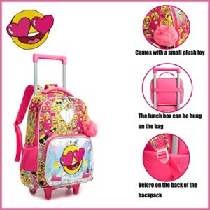 ZBAOGTW Rolling Backpack for Girls,Kids Rolling Backpack with Lunch Bag and Pencil Case,3 in 1 Book Bag Set,School Backpack with Wheels for Girls and Boys,15.7"X11.8"X6.7"