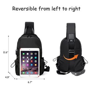 Peicees Sling Bag for Men & Women Sling Backpack With USB Charge Port Hiking Backpack Bag Waterproof Shoulder Crossbody Bags