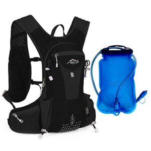 benu hiking backpack cycling rucksack water resistant 12l capacity bike hydration backpack 2l water bladder black