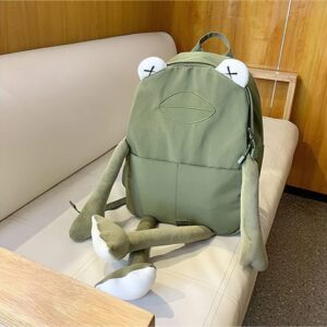 LaurelTree Kawaii Aesthetic Cute Funny Cartoon Frog Backpack Laptop Travel Bag School Students Teens Girls