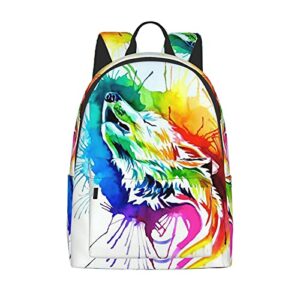 fehuew 16 inch backpack tie dye colorful howl wolf laptop backpack full print school bookbag shoulder bag for travel daypack