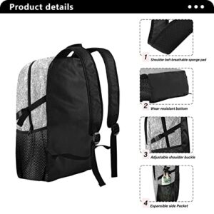 Silver White Glitter Texture Silver White Sparkling Shiny Background Folded Backpack Laptop Backpack Schoolbag Daypacks Purse Casual Shoulders Bag Knapsack College Students Bookbag