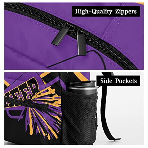 BigBigift Customized Cheerleader Purple Waterproof Backpack with Name for Hiking Camping Picnic 12.2(L)x5.9(W)x16.5(H)inch