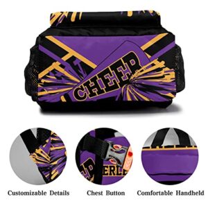 BigBigift Customized Cheerleader Purple Waterproof Backpack with Name for Hiking Camping Picnic 12.2(L)x5.9(W)x16.5(H)inch