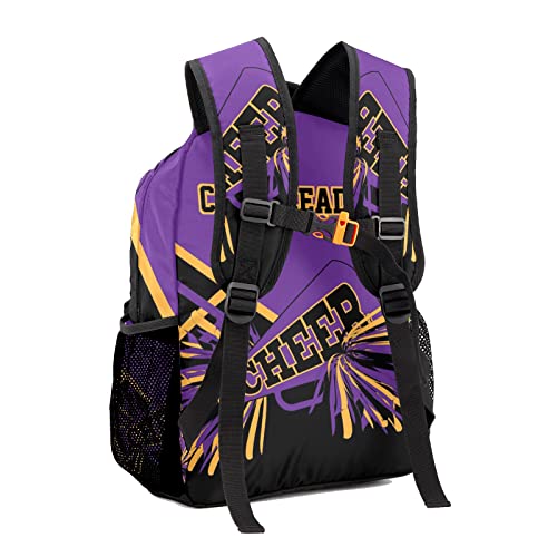 BigBigift Customized Cheerleader Purple Waterproof Backpack with Name for Hiking Camping Picnic 12.2(L)x5.9(W)x16.5(H)inch