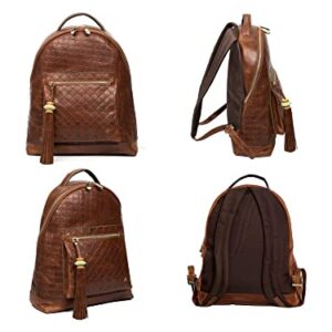 VELEZ Leather Backpack For Women - Brown Laptop Bag 14" - Handbags Purse