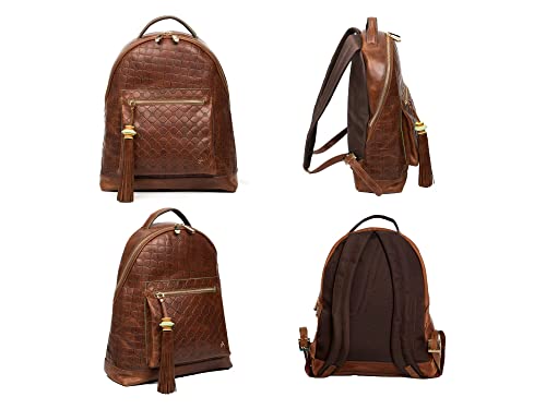 VELEZ Leather Backpack For Women - Brown Laptop Bag 14" - Handbags Purse