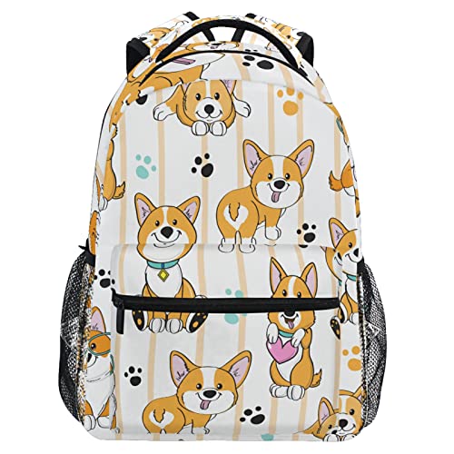 Lovely Corgi Dogs Backpack for Girls Kids Boys Cute Animals Pupyy School Backpacks Waterproof Student Laptop Book Bag College Carrying Bags Casual Durable Lightweight