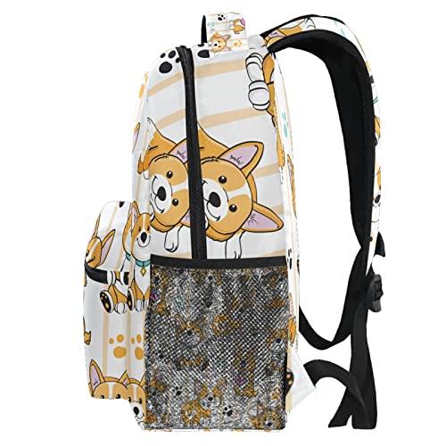 Lovely Corgi Dogs Backpack for Girls Kids Boys Cute Animals Pupyy School Backpacks Waterproof Student Laptop Book Bag College Carrying Bags Casual Durable Lightweight
